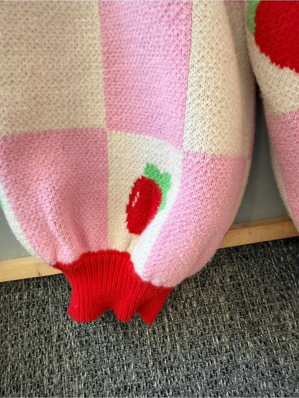 Strawberry Check Pink Button-Up Cardigan - Picture 4 of 6